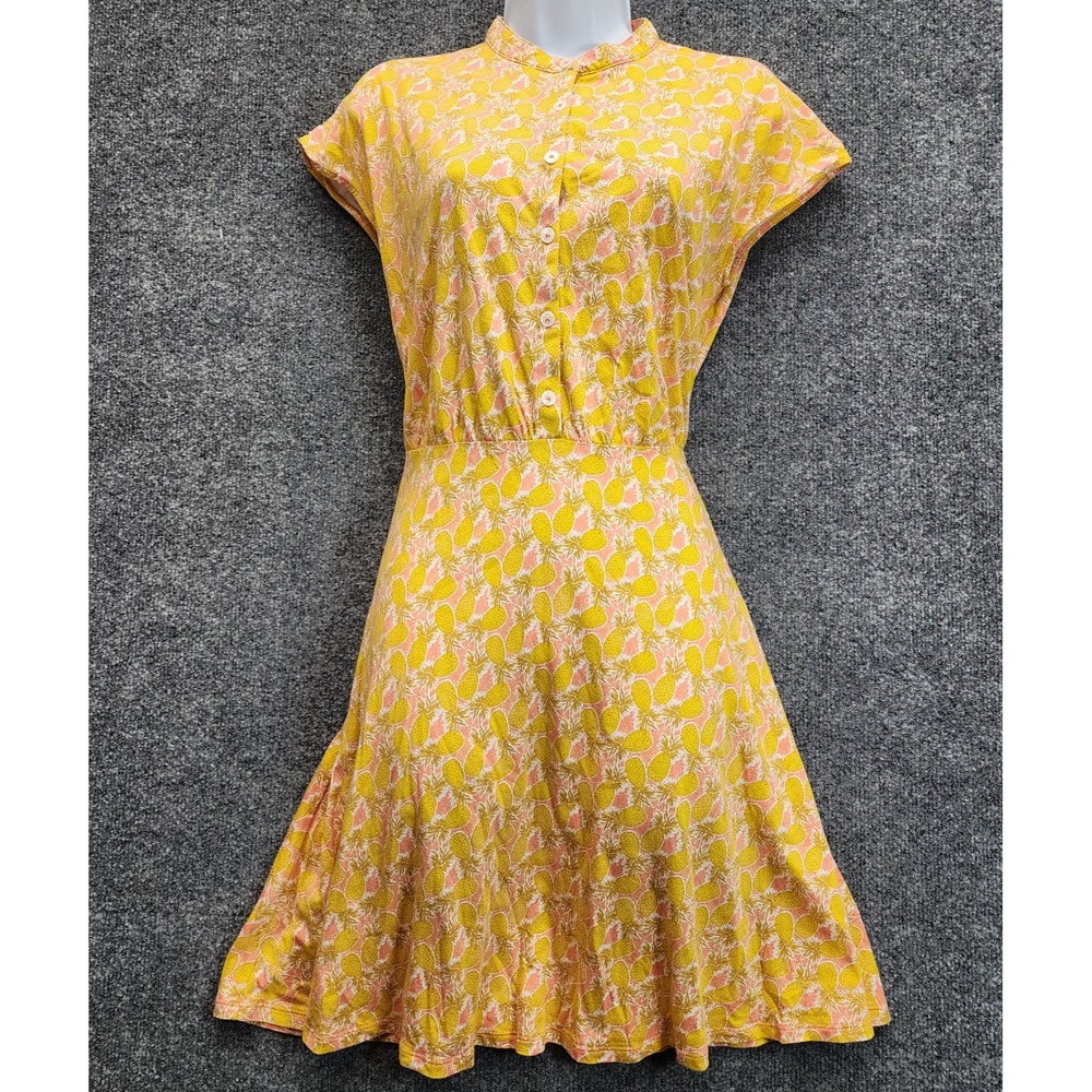 Boden Pineapple Print Cotton Modal Tropical Fit Flare Dress Women US 8R